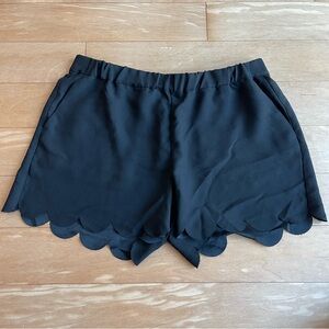 MADEWELL Black Scalloped Hem Pull On Shorts in Size L
